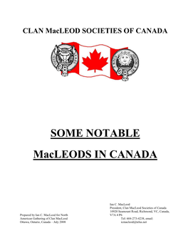 CLAN Macleod SOCIETIES of CANADA