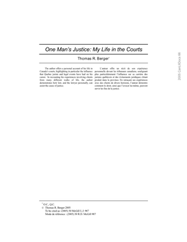 One Man's Justice: My Life in the Courts