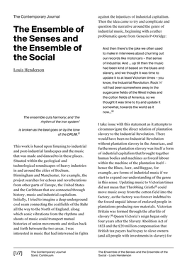 The Ensemble of the Senses and the Ensemble of the Social