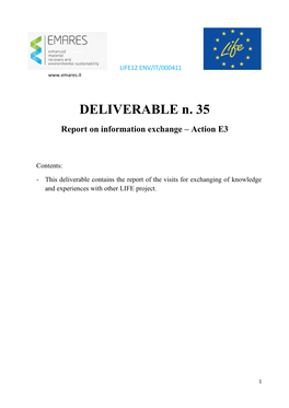 DELIVERABLE N. 35 Report on Information Exchange – Action E3