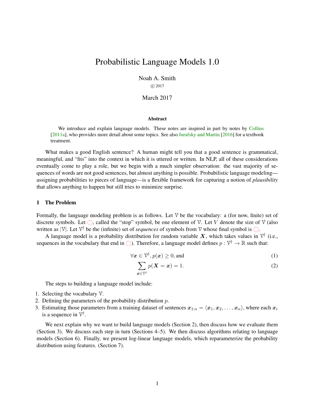 Probabilistic Language Models 1.0