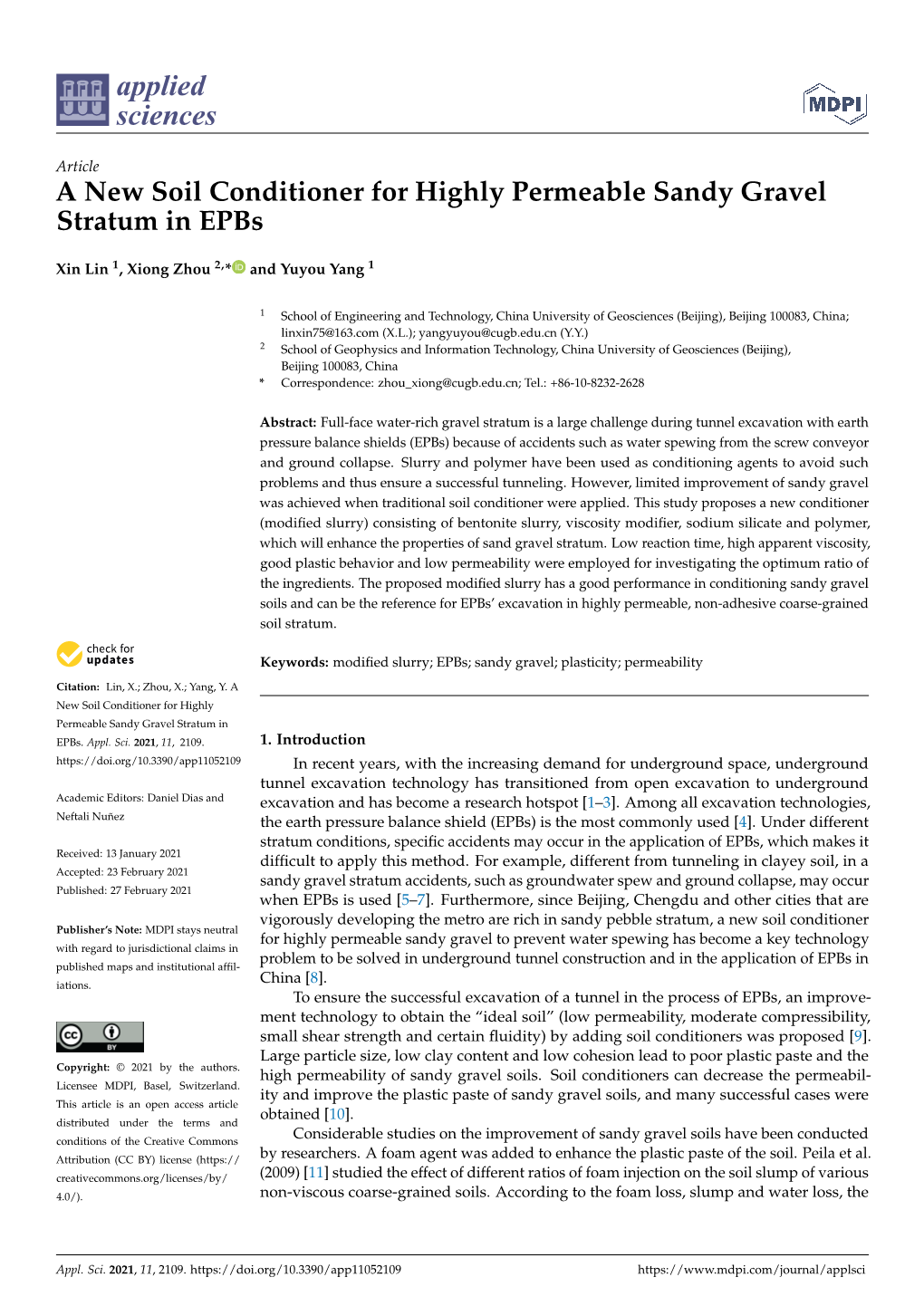 A New Soil Conditioner for Highly Permeable Sandy Gravel Stratum in Epbs