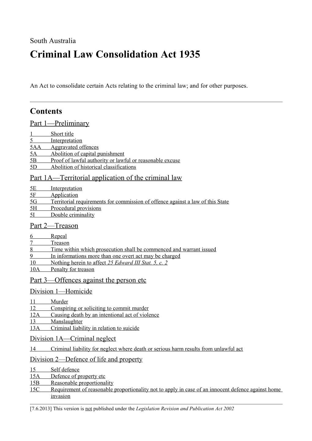 Criminal Law Consolidation Act 1935