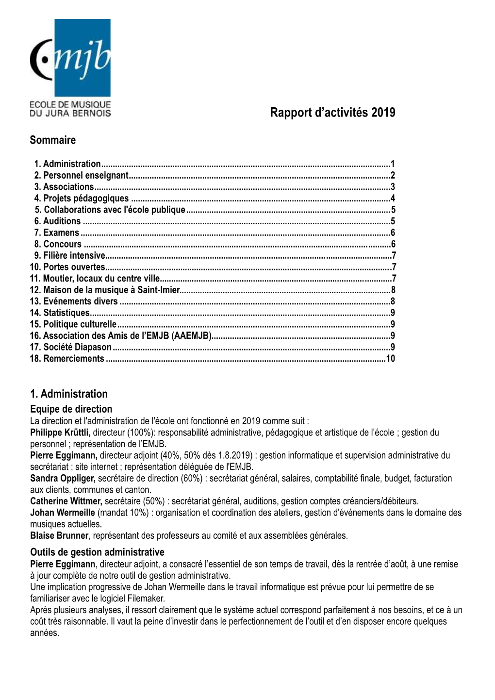 Rapport D'activités 2019