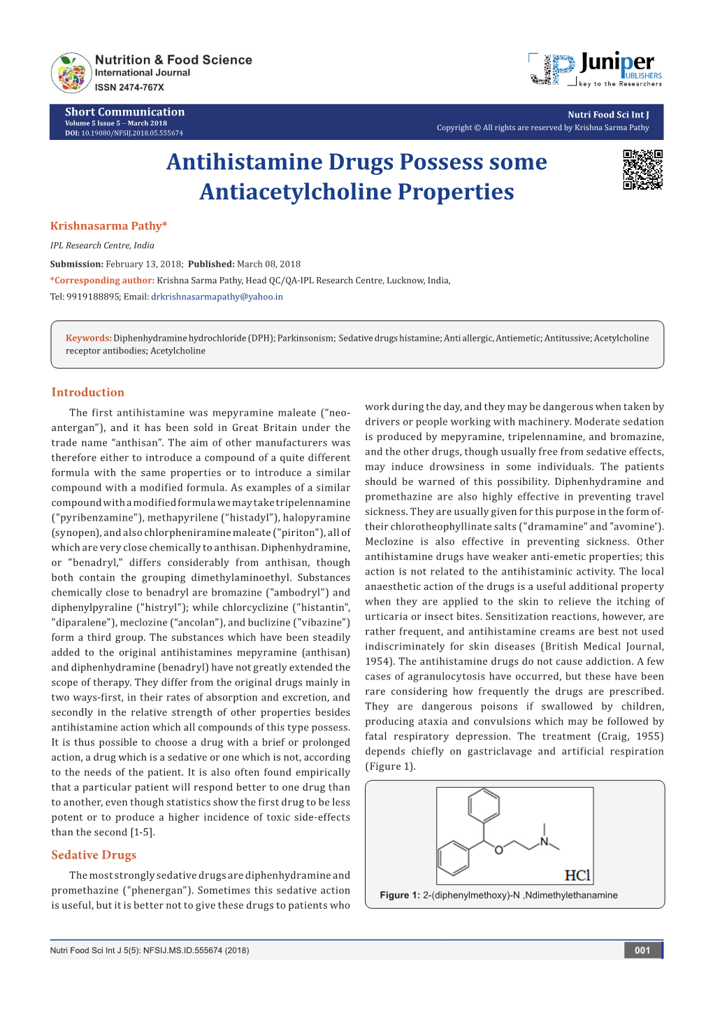 Antihistamine Drugs Possess Some Antiacetylcholine Properties