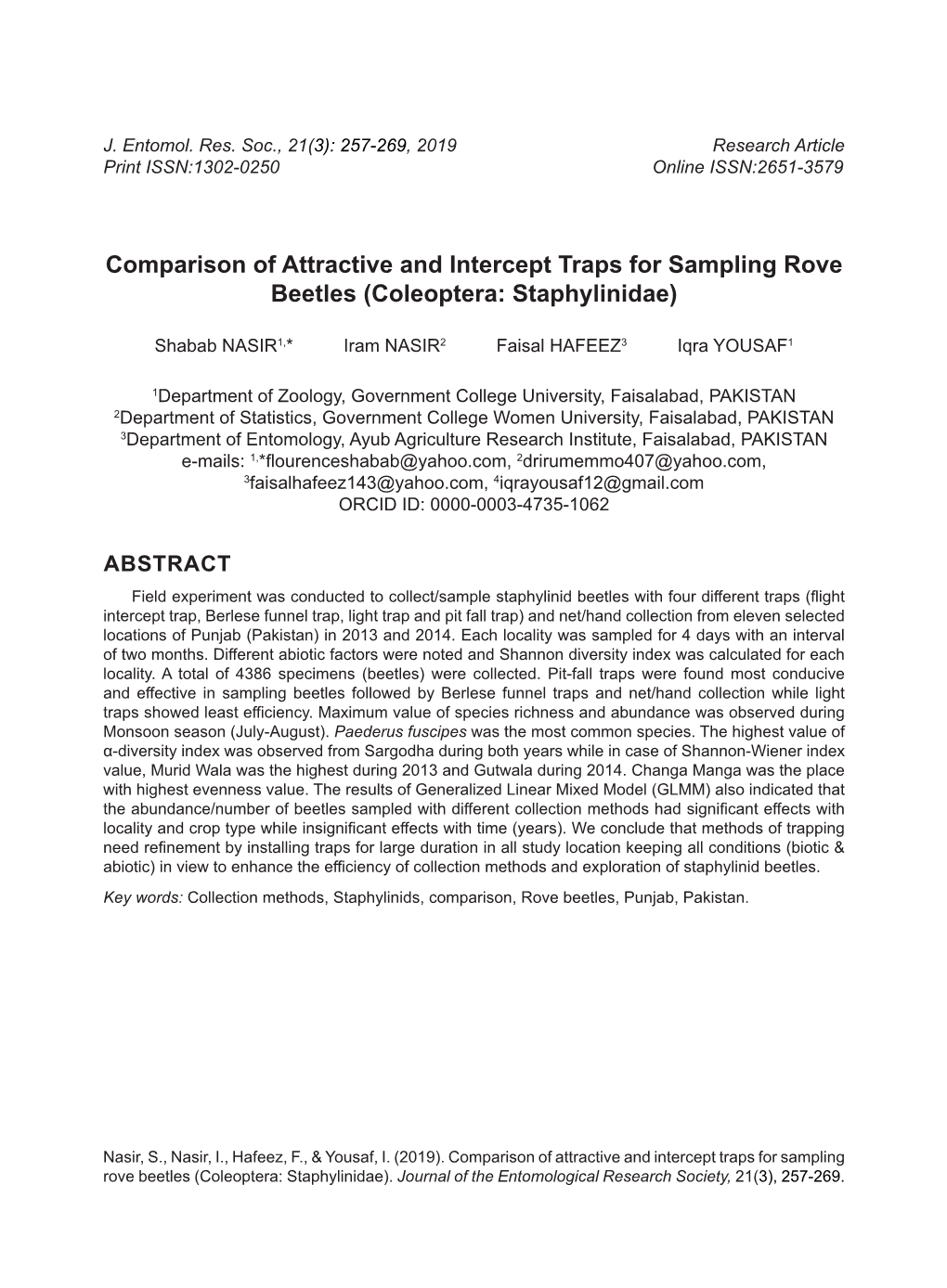 Comparison of Attractive and Intercept Traps for Sampling Rove Beetles (Coleoptera: Staphylinidae)