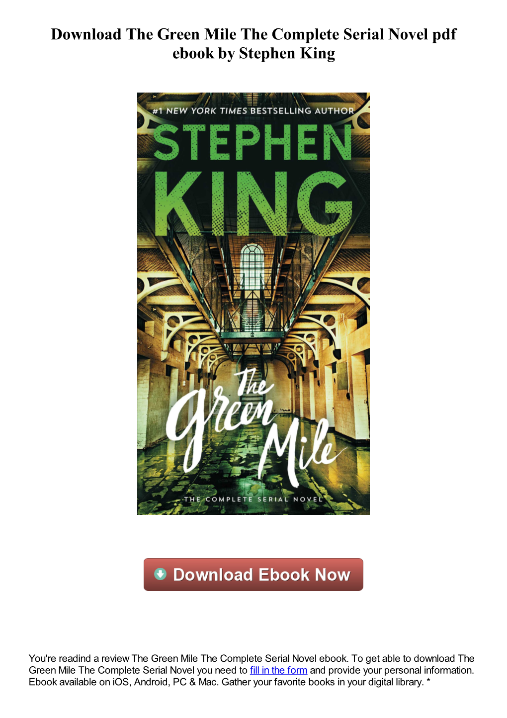 Download the Green Mile the Complete Serial Novel Pdf Ebook by Stephen King
