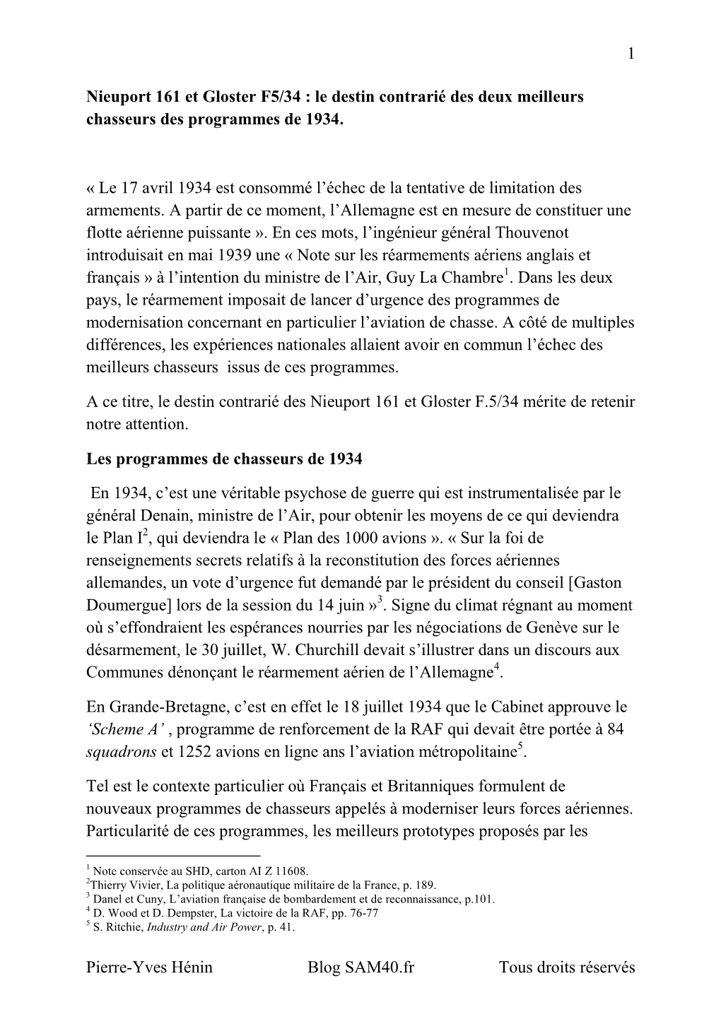 1 Pierre-Yves Hénin Blog SAM40.Fr Tous Droits Réservés Nieuport 161