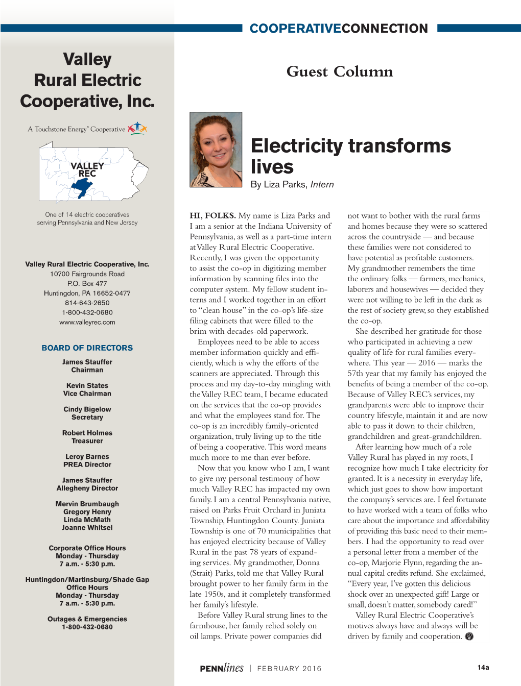 FEBRUARY 2016 14A Valley Rural Electric Cooperative, Inc