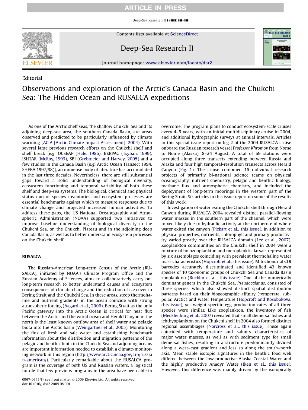 Observations and Exploration of the Arctic's Canada Basin and The