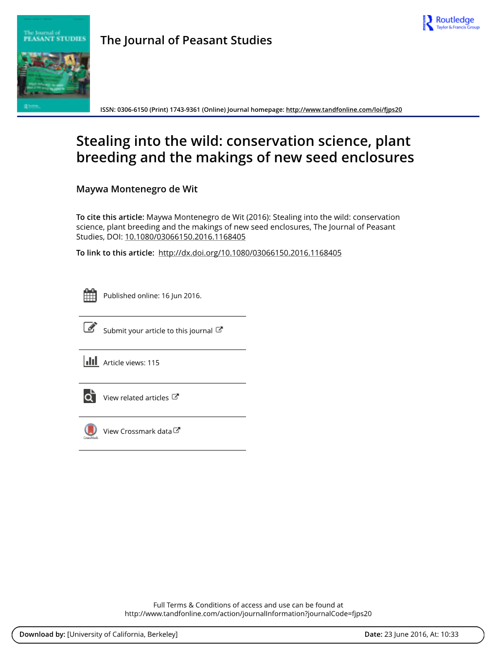 Conservation Science, Plant Breeding and the Makings of New Seed Enclosures