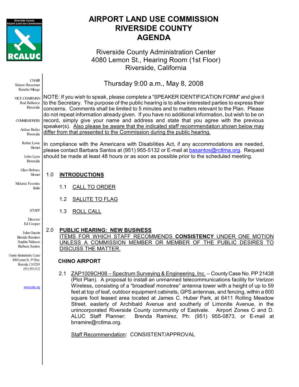 Airport Land Use Commission Riverside County Agenda