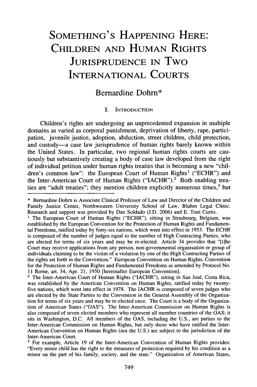 CHILDREN and HUMAN RIGHTS JURISPRUDENCE in Two INTERNATIONAL COURTS