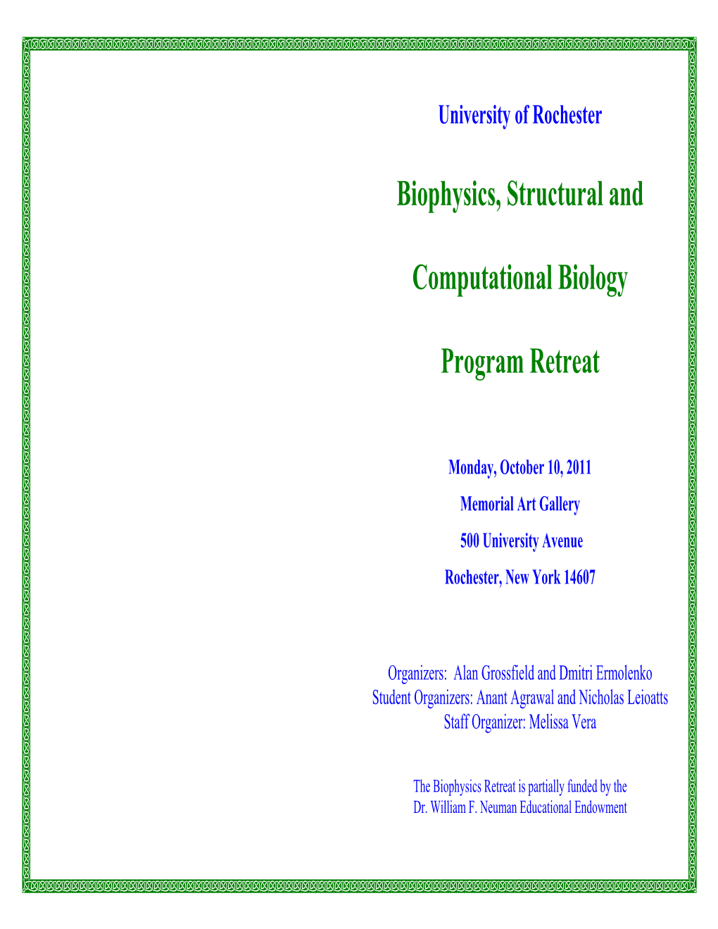 Biophysics, Structural and Computational Biology Program