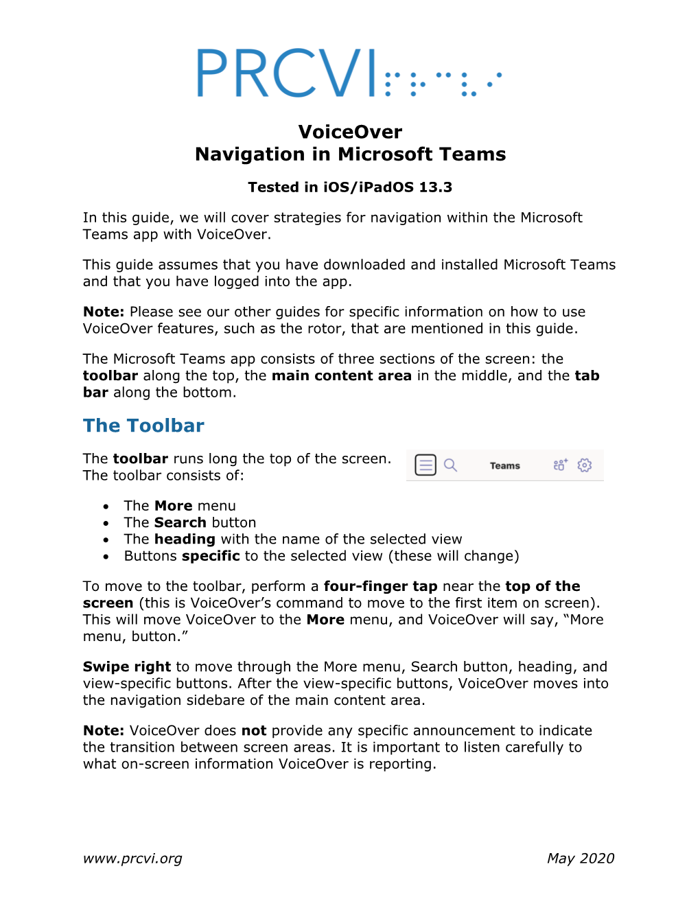 Voiceover Navigation in Microsoft Teams (PDF)