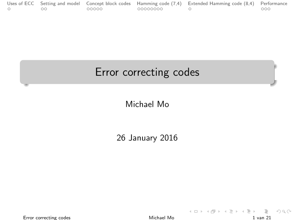 Error Correcting Codes