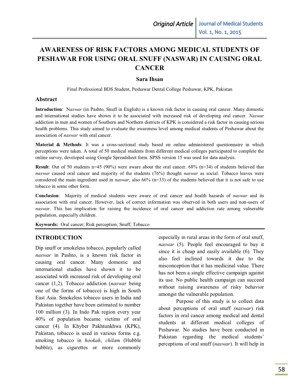 Original Article Journal of Medical Students Vol