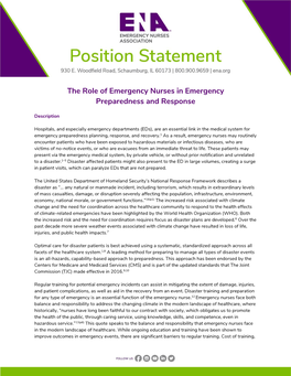 The Role of Emergency Nurses in Emergency Preparedness and Response
