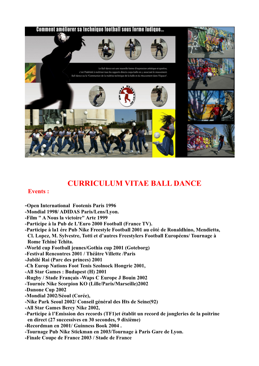 CURRICULUM VITAE BALL DANCE Events
