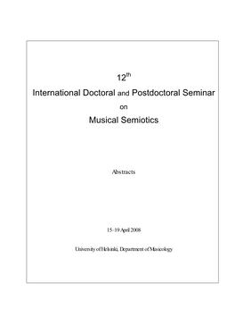 12 International Doctoral and Postdoctoral Seminar Musical