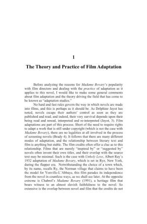 1 the Theory and Practice of Film Adaptation