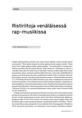 Ristiriitoja Venäläisessä Rap-Musiikissa