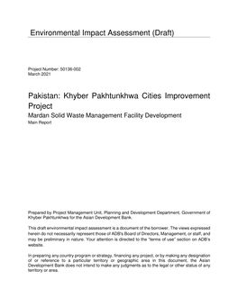 Khyber Pakhtunkhwa Cities Improvement Project: Mardan Solid Waste Management Facility Development Environmental Impact Assessmen