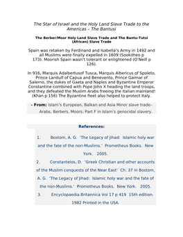 The Berber/Moor Holy Land Slave Trade and the Bantu-Tutsi (African) Slave Trade