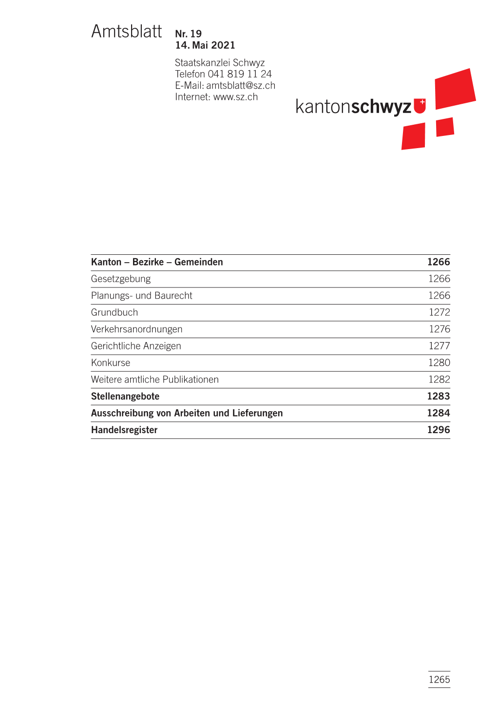 Amtsblatt Nr. 19 Vom 14. Mai 2021