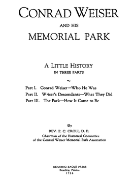 Conrad Weiser and His Memorial Park