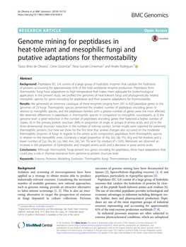 Genome Mining for Peptidases in Heat-Tolerant and Mesophilic Fungi And