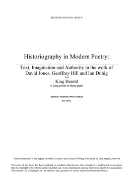 Historiography in Modern Poetry