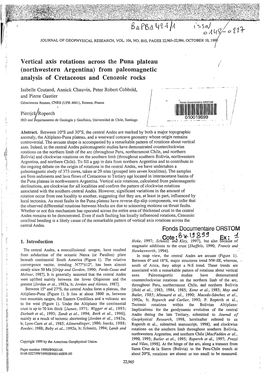 Vertical Axis Rotations Across the Puna Plateau