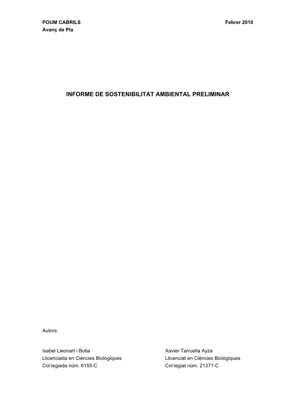 Informe De Sostenibilitat Ambiental Preliminar