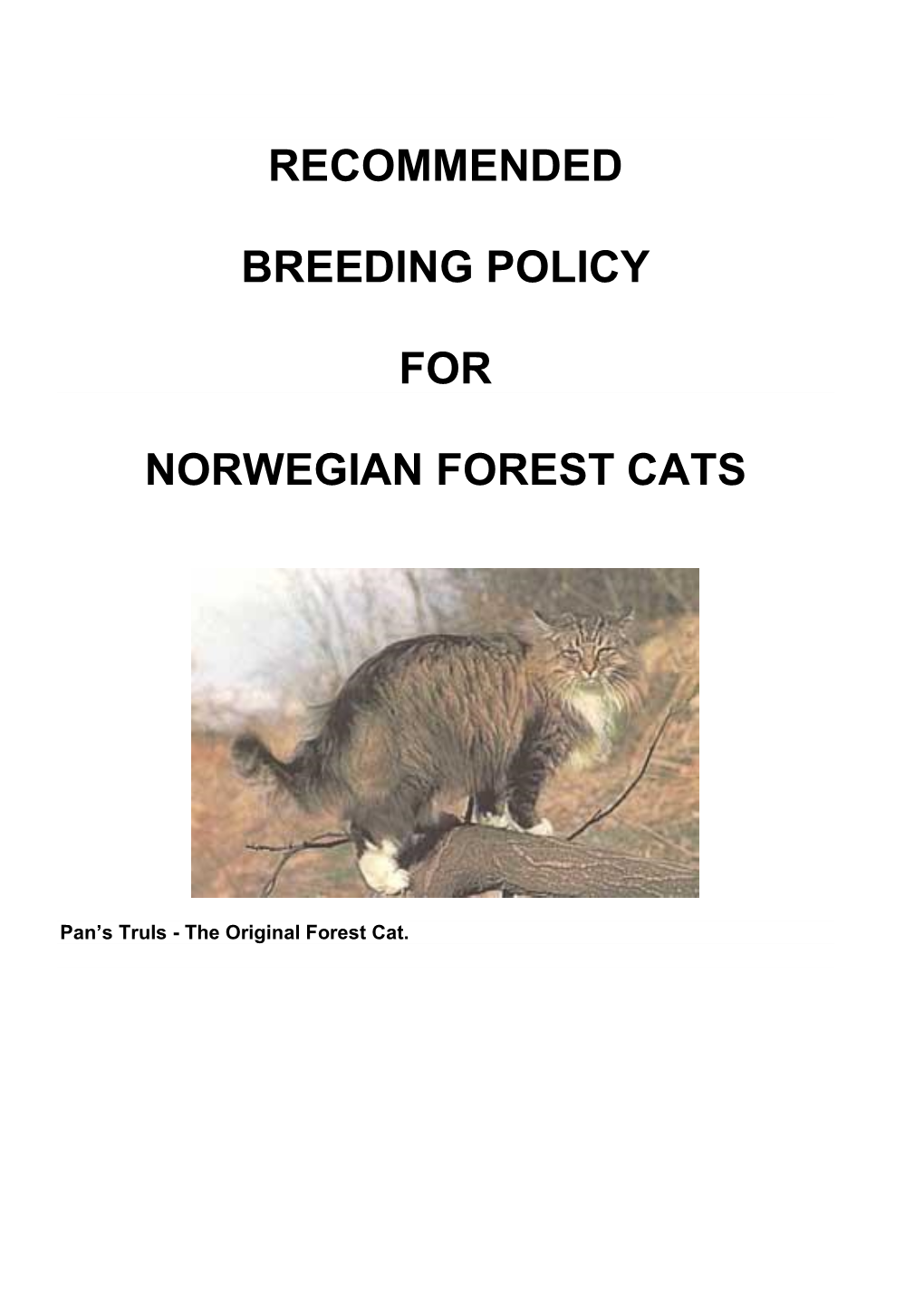 Recommended Breeding Policy for Norwegian