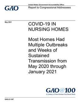 Gao-21-367, Covid-19 in Nursing