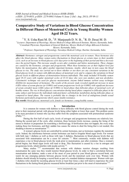 Comparative Study of Variations in Blood Glucose Concentration in Different Phases of Menstrual Cycle in Young Healthy Women Aged 18-22 Years