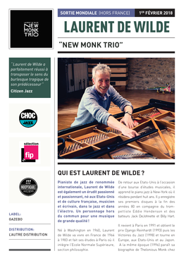 Laurent De Wilde “New Monk Trio”