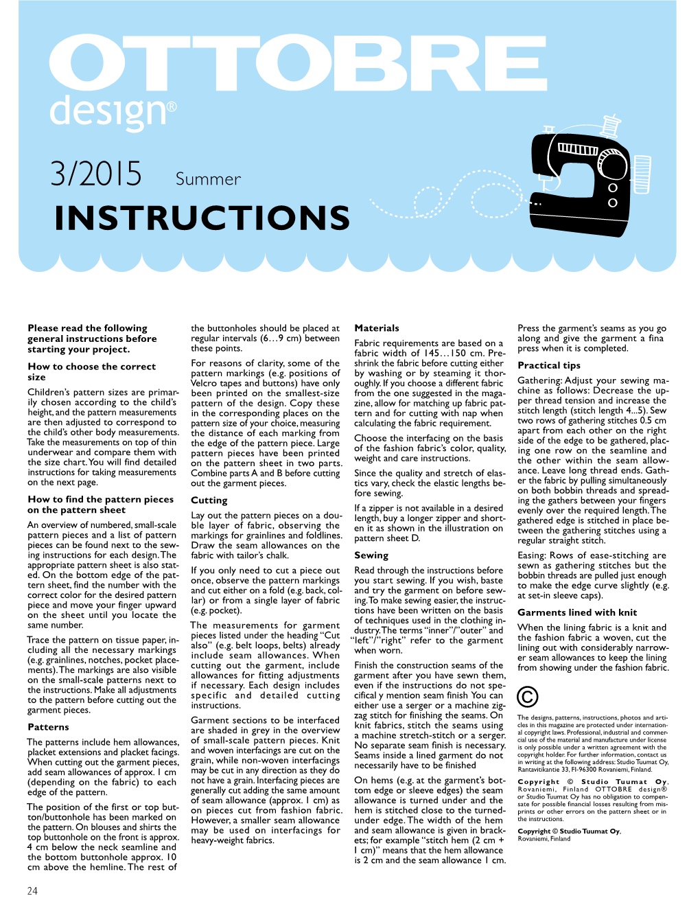 3/2015 Summer INSTRUCTIONS