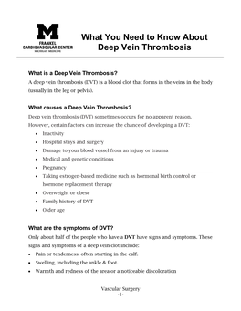 What You Need to Know About Deep Vein Thrombosis (DVT)