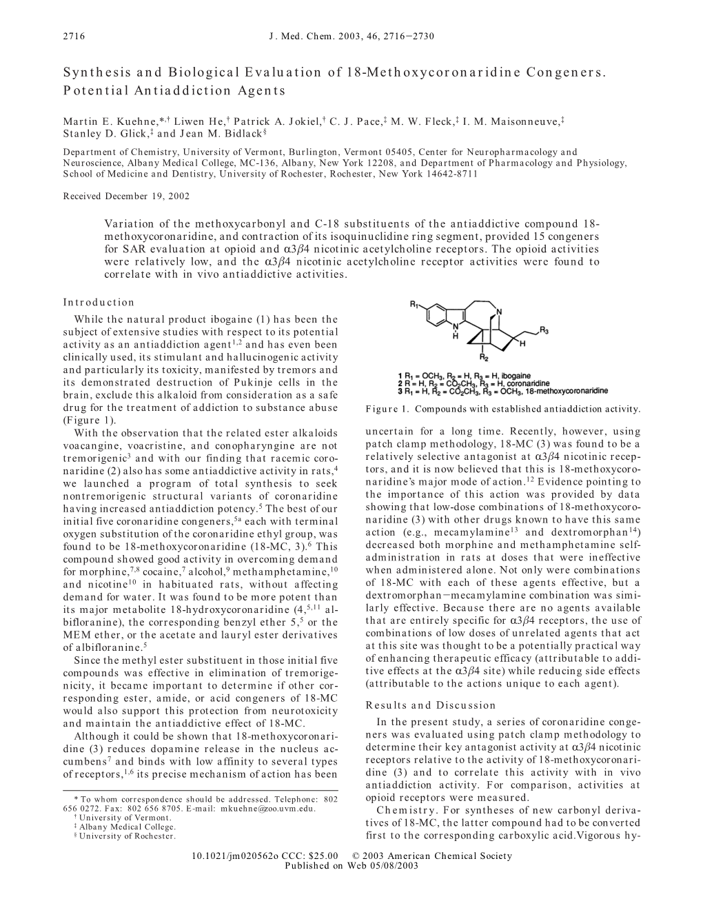 Synthesis and Biological Evaluation of 18-Methoxycoronaridine Congeners