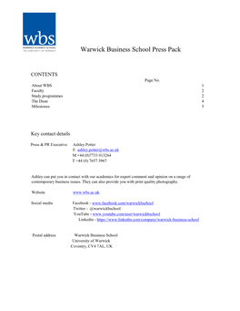 Warwick Business School Press Pack