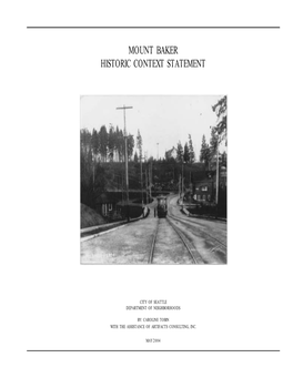 Mount Baker Historic Context Statement