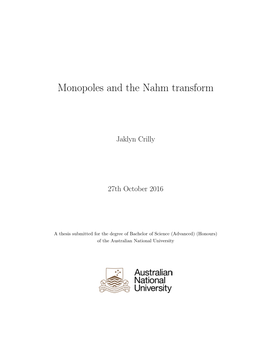 Monopoles and the Nahm Transform