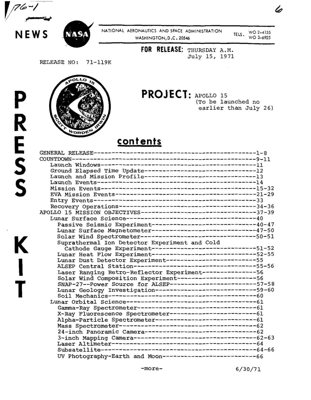 Apollo 15 Press