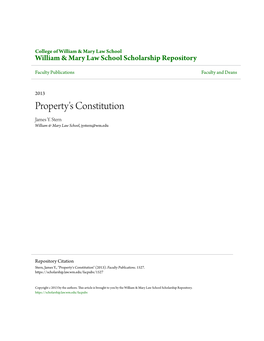Property's Constitution James Y