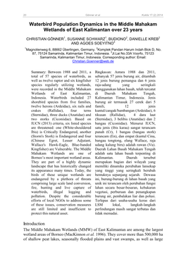 Waterbird Population Dynamics in the Middle Mahakam Wetlands of East Kalimantan Over 23 Years