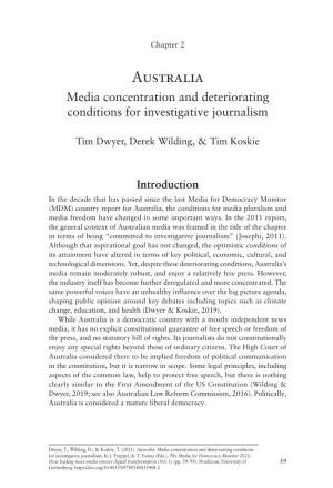 Chapter 2. Australia: Media Concentration and Deteriotating