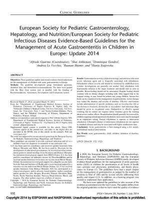 ESPGHAN/European Society for Pediatric Infectious Diseases