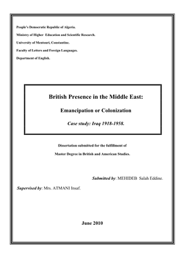 British Presence in the Middle East